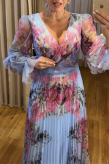 Elegant Floral Fold A Line Dresses