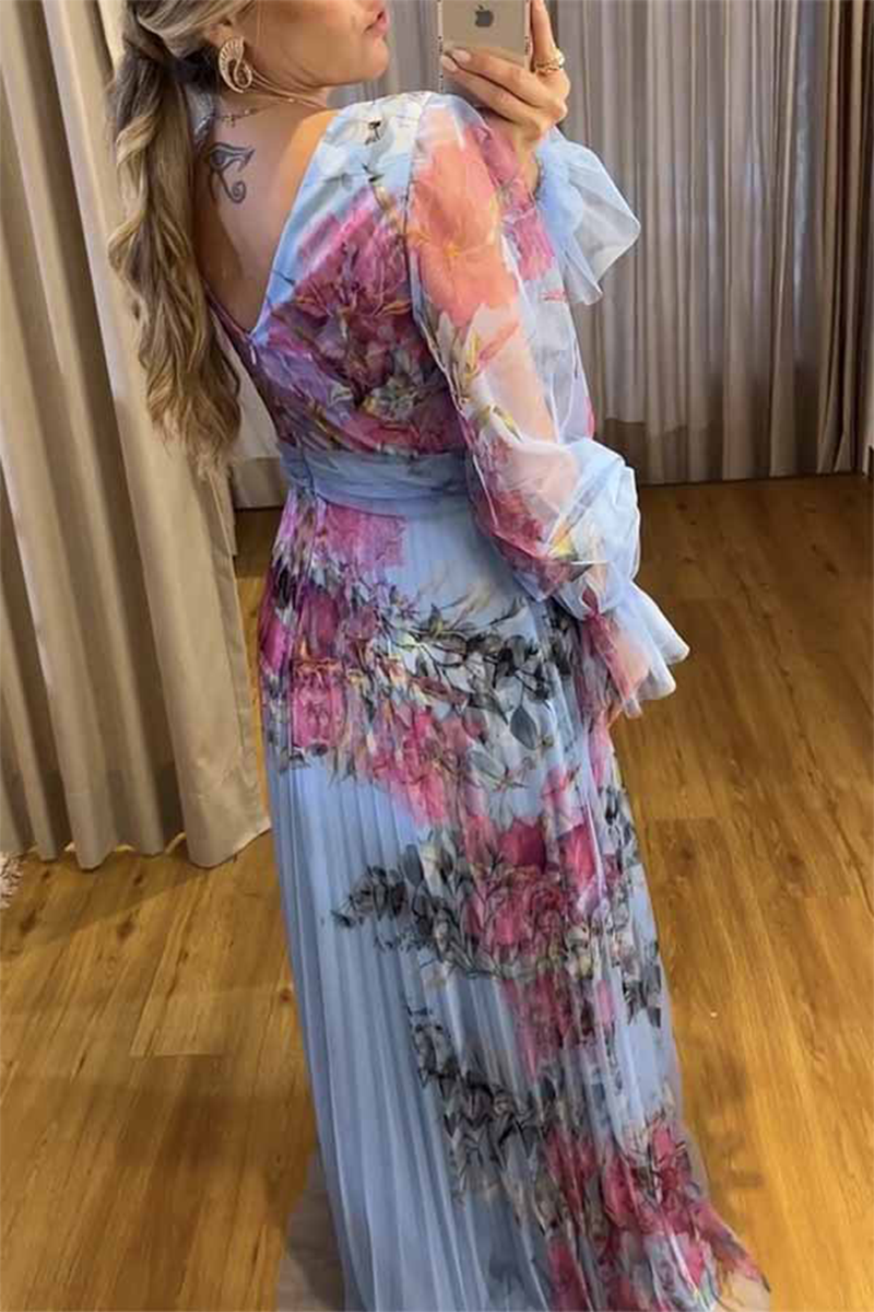 Elegant Floral Fold A Line Dresses