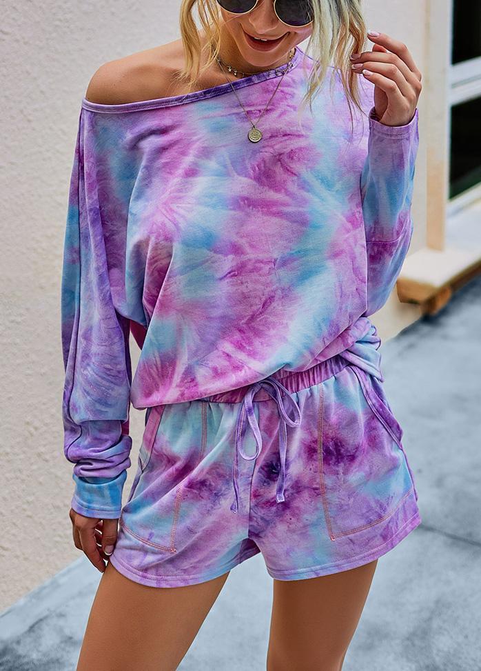Gradient Long Sleeve Top And Short Pants Set