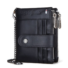 Double Zipper Leather Men's Horse Purse