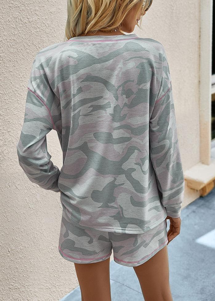 Gradient Long Sleeve Top And Short Pants Set