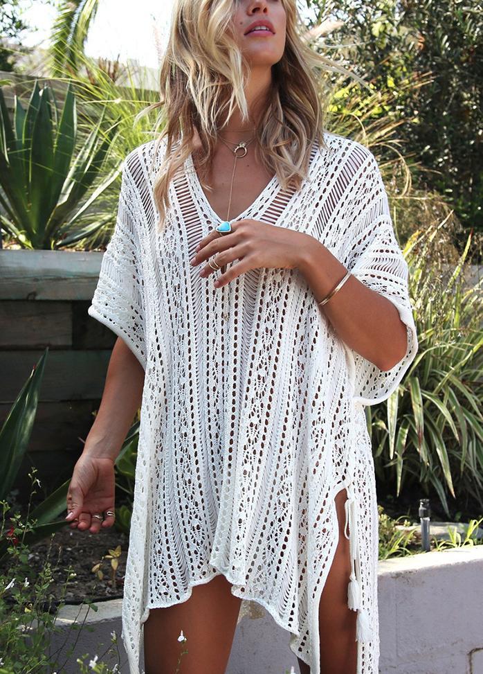 Hollow Out V Neck Cover Up