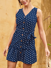 Women's Dresses Retro Polka Dot Chiffon Waist Slimming Mini Dress