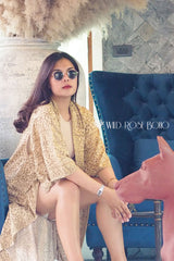 Boho Robe, Kimono Robe,  Beach Cover up, Gold Tiger