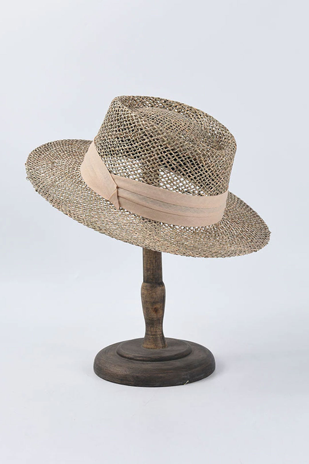 Boho Hat, Sun Beach Hat,  Panama Seagrass Sun Hat, Carolina with Pink Ribbon