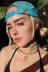 Boho Necklace, Choker Necklace, Blue and Green Natural Stones