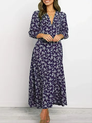 Vintage Ditsy Floral Lantern Long Sleeve Dress