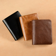 Retro Casual Men's Leather Large Double Zipper Pocket Purse