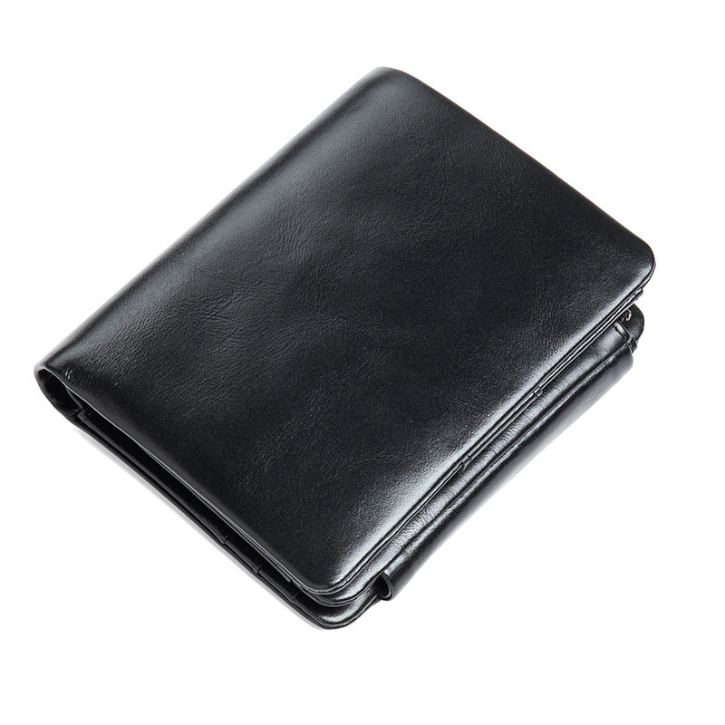 Retro Casual Men's Leather Large Double Zipper Pocket Purse