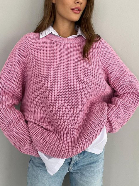 Loose Solid Color Warm Knit Sweater
