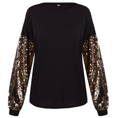 Round Neck Bodycon Sequin Long Sleeve Top