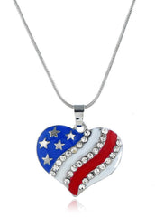 Cute Flag Day Theme Love Shape Necklace