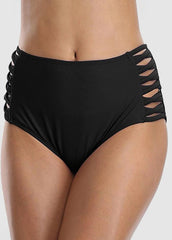 Cut Out Solid Color High Waist Swim Panty