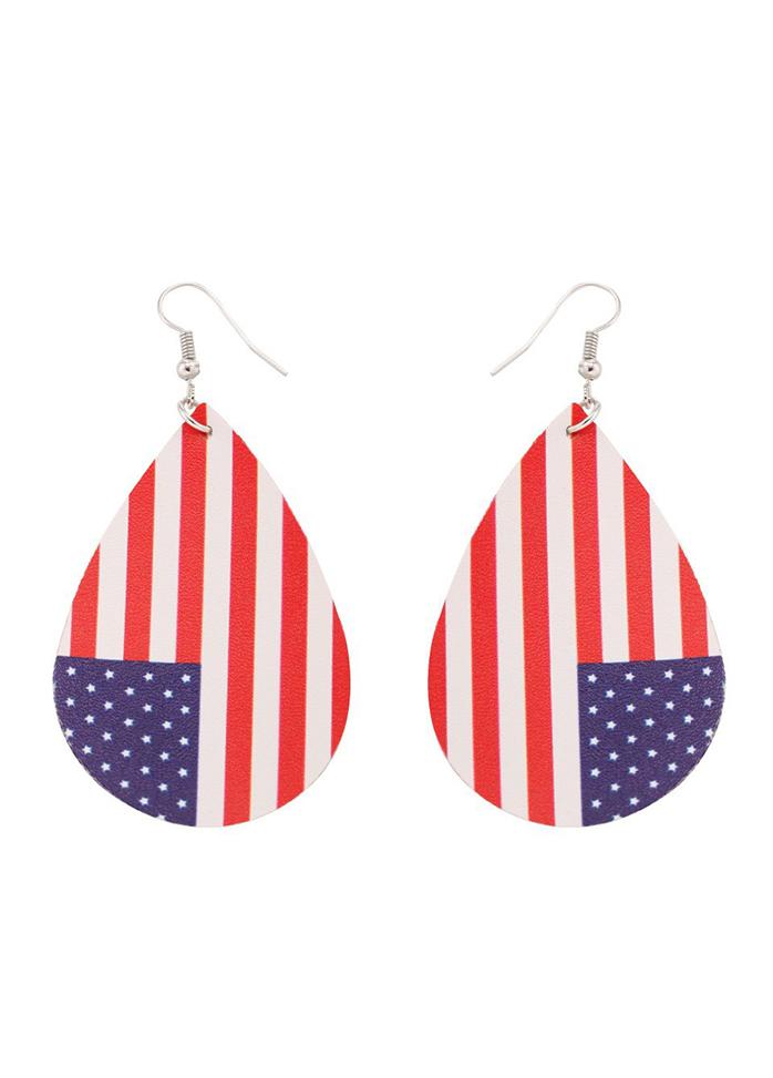 Cute Flag Day Theme Water Drop Earrings