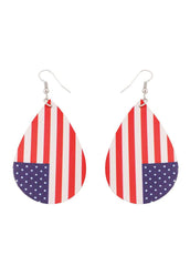 Cute Flag Day Theme Water Drop Earrings