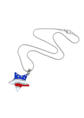 Cute Flag Day Theme Star And Love Shape Necklace And Earrings Set