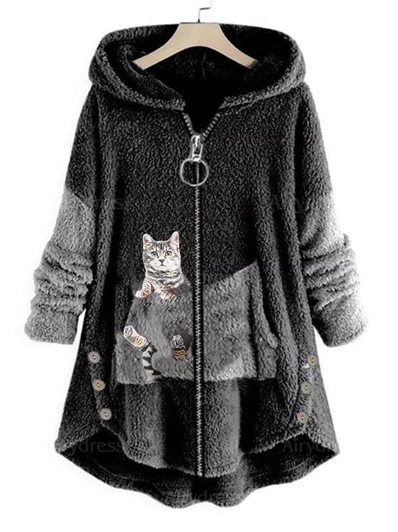 Zip Up Sherpa Fleece Hoodie Sweater Pullover