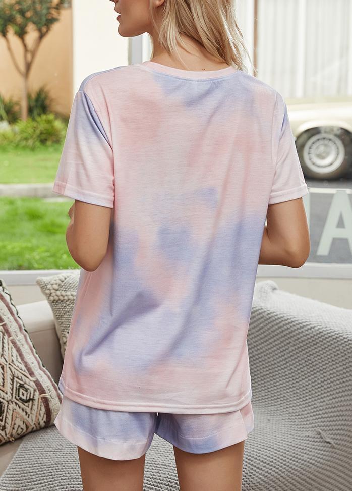 Gradient Short Sleeve Round Neck T-shirt And Shorts Set
