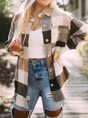 Plaid Button Down Shacket Top