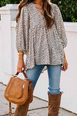 Loose And Simple V-Neck Floral Tops