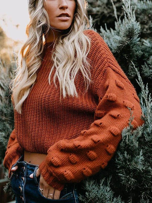 Oversized Knitted Solid Color Sweater