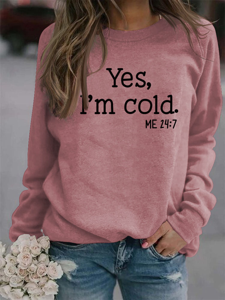 Printed Long Sleeve Crew Neck Solid Color Sweatshirt