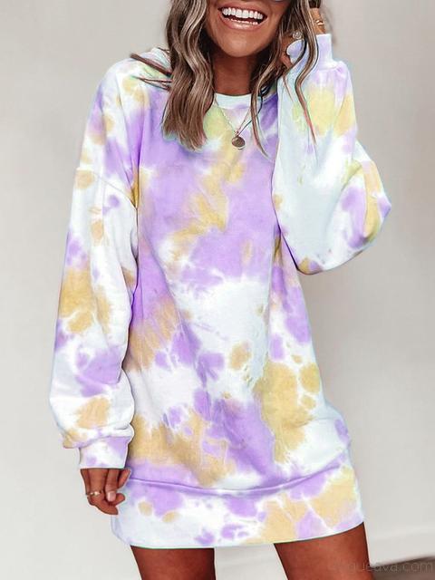 Round Neck Tie-dye Dress Sweatshirt