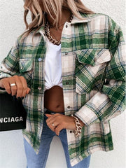 Plaid Print Autumn Women Shirt Jacket