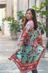 Boho Robe, Kimono Robe,  Beach Cover up, Pink Amary