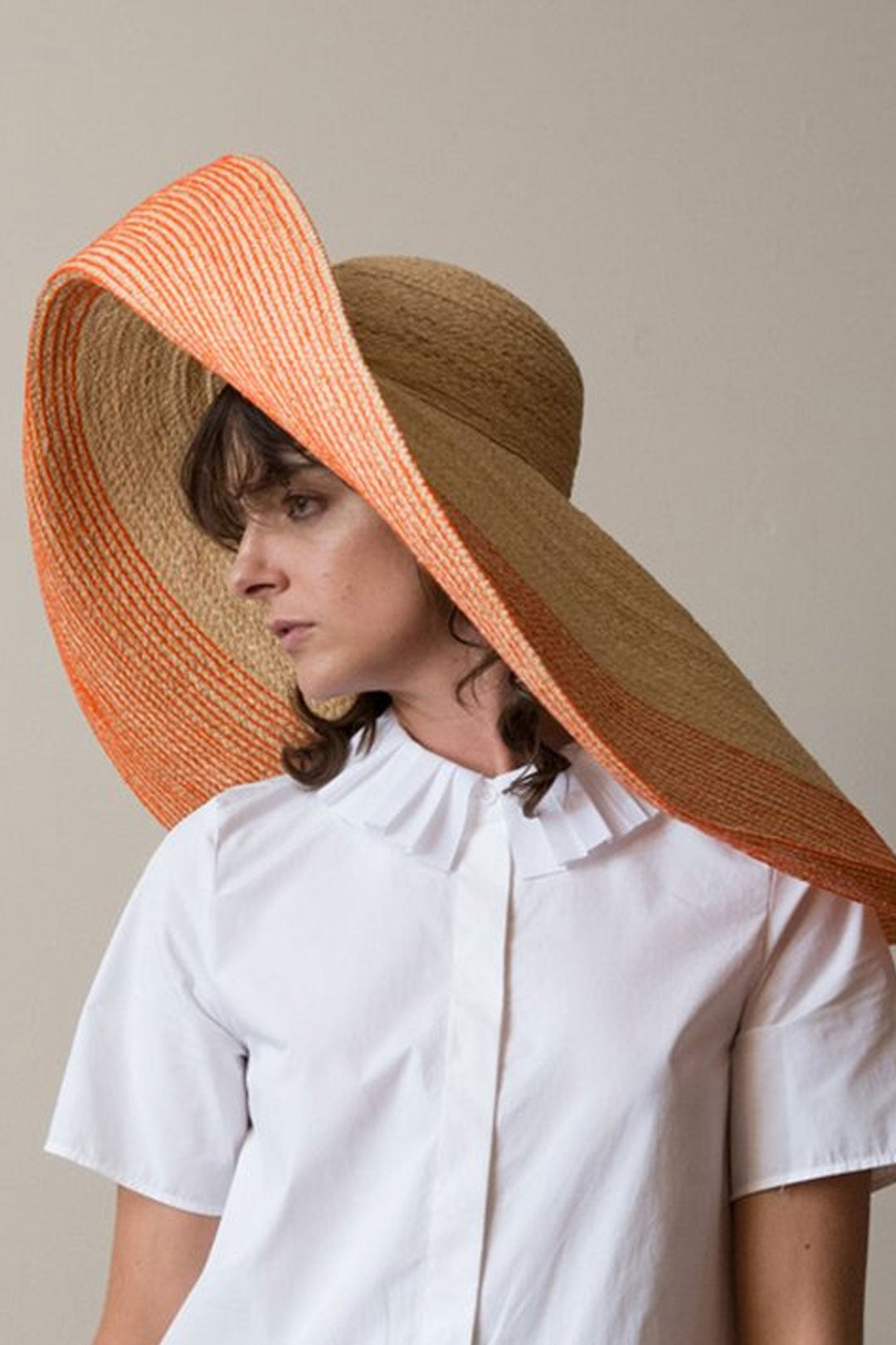 Boho Hat, Sun Hat, Beach Hat, Extra Wide Brim Straw Hat (25 cm), Stripe 2 Colors