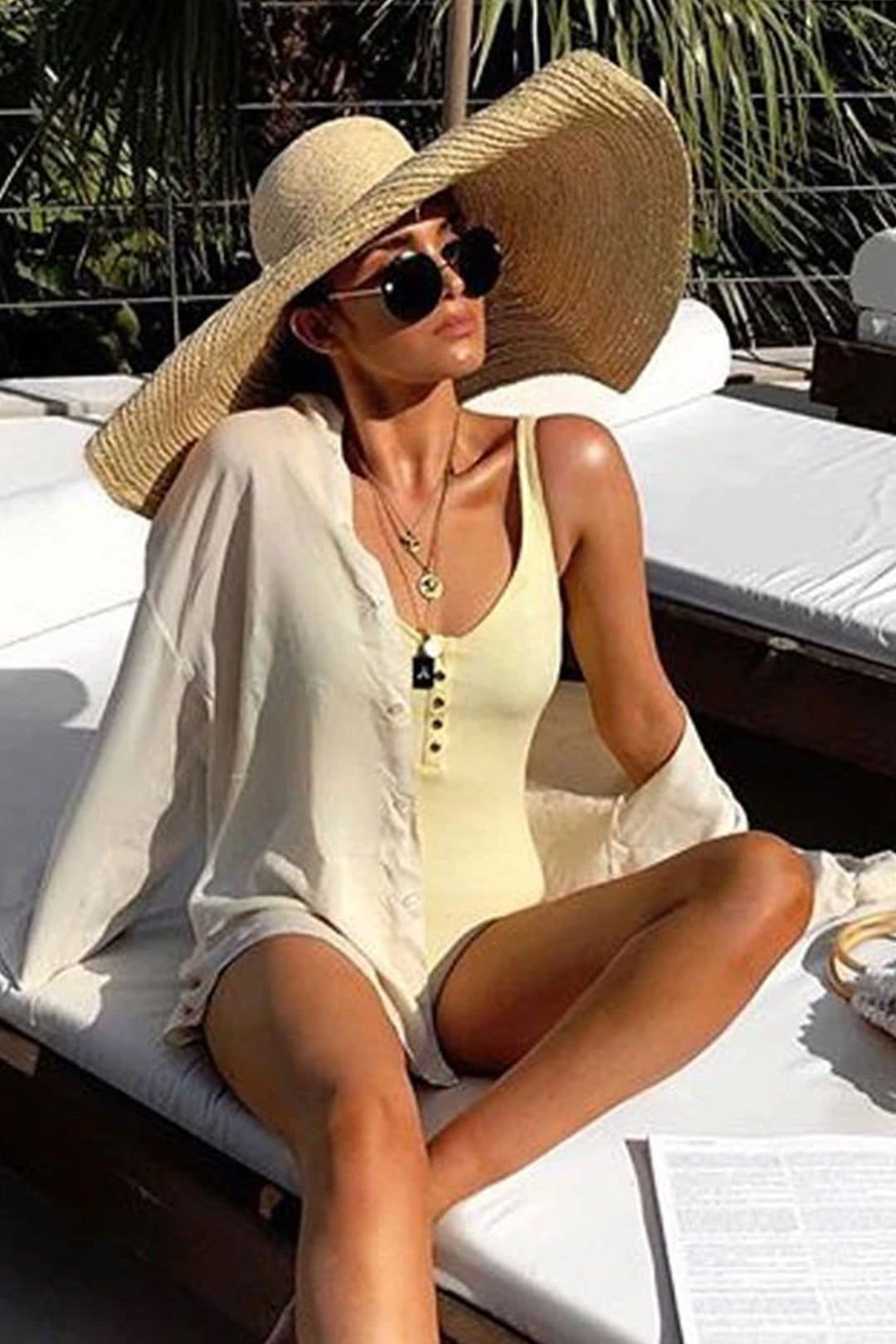 Boho Hat, Sun Hat, Beach Hat, Extra Wide Brim Straw Hat (25 cm)