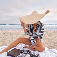 Boho Hat, Sun Hat, Beach Hat, Extra Large Wide Brim, Straw Hat, Beige, White, Black and more 20 colors,  (Soft, 26 cm)