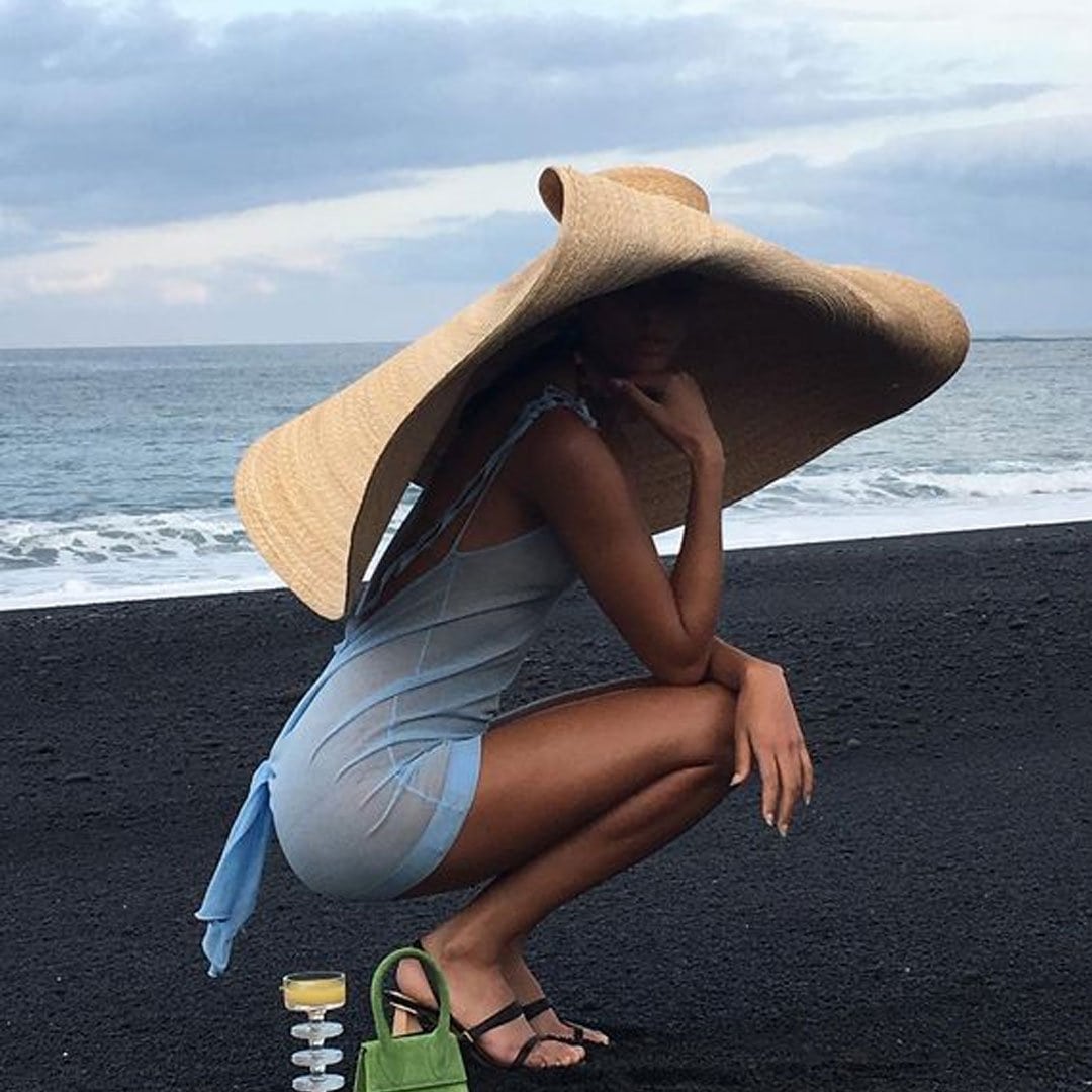 Boho Hat, Sun Hat, Beach Hat, Extra Large Wide Brim Straw Hat (45 cm)