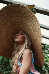 Boho Hat, Sun Hat, Beach Hat, Extra Large Wide Brim Straw Hat (45 cm)