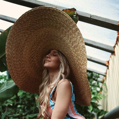 Boho Hat, Sun Hat, Beach Hat, Extra Large Wide Brim Straw Hat (45 cm)