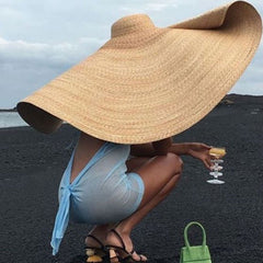 Boho Hat, Sun Hat, Beach Hat, Extra Large Wide Brim Straw Hat (45 cm)
