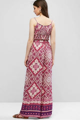 Boho Two Piece Set, Crop Top and Palazzo Pant, Wild Boho Square Purple