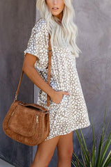 Leopard Casual Loose Pockets Mini Dress
