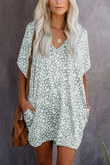 Leopard Casual Loose Pockets Mini Dress