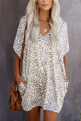 Leopard Casual Loose Pockets Mini Dress