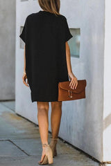 Simple Solid Casual Loose Mini Dress