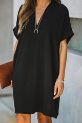 Simple Solid Casual Loose Mini Dress