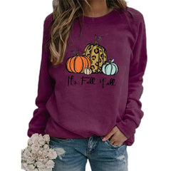 Casual Fall Printed Crew Neck Sweatshirt