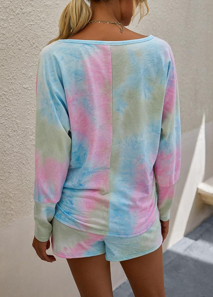Gradient Long Sleeve Top And Short Pants Set