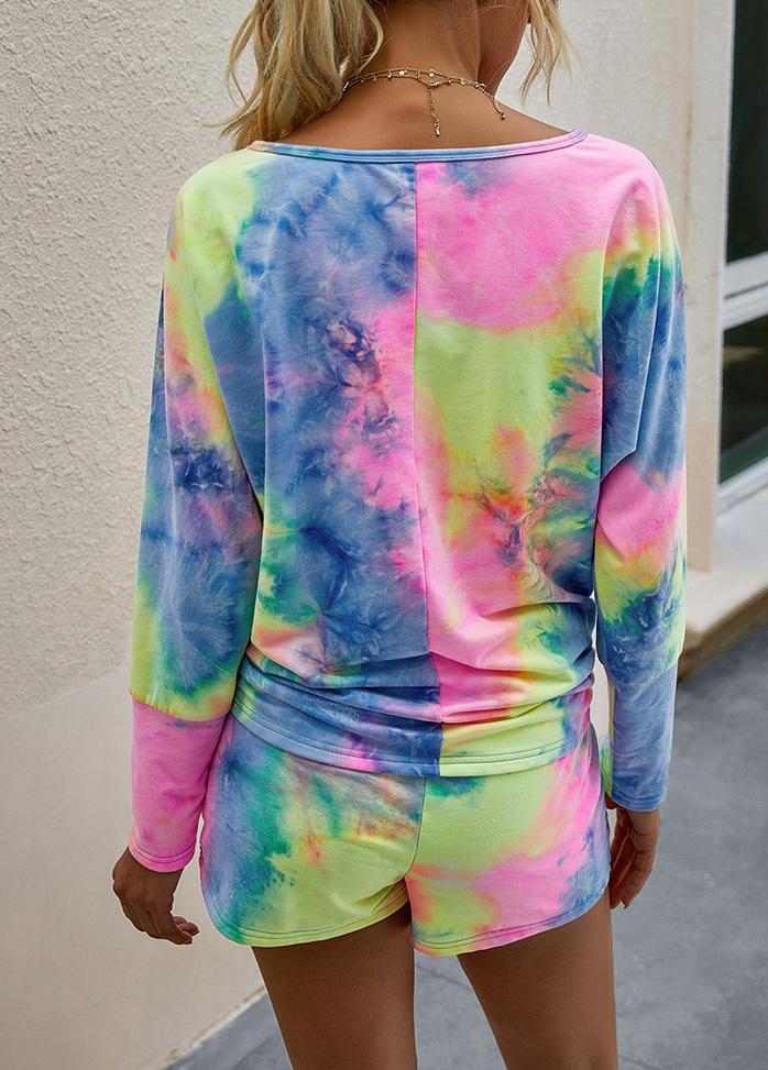 Gradient Long Sleeve Top And Short Pants Set