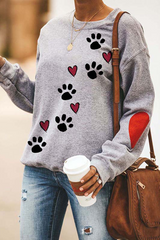 Round Neck Dog Paw Casual Sweatshirt