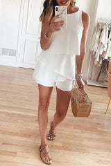 O Neck Ruffle Romper