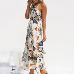 Sleeveless Floral Split Long Dress