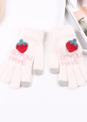 Cartoon Strawberry Pattern Gloves