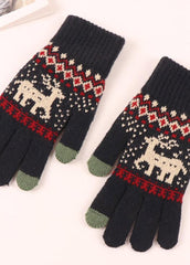 Cartoon Elk Pattern Gloves